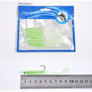 LEO 4 to10 Pcs Luminous Fishing Lure Bait Silica Gel Carbon Hooks Night Light Fishing Tackle
