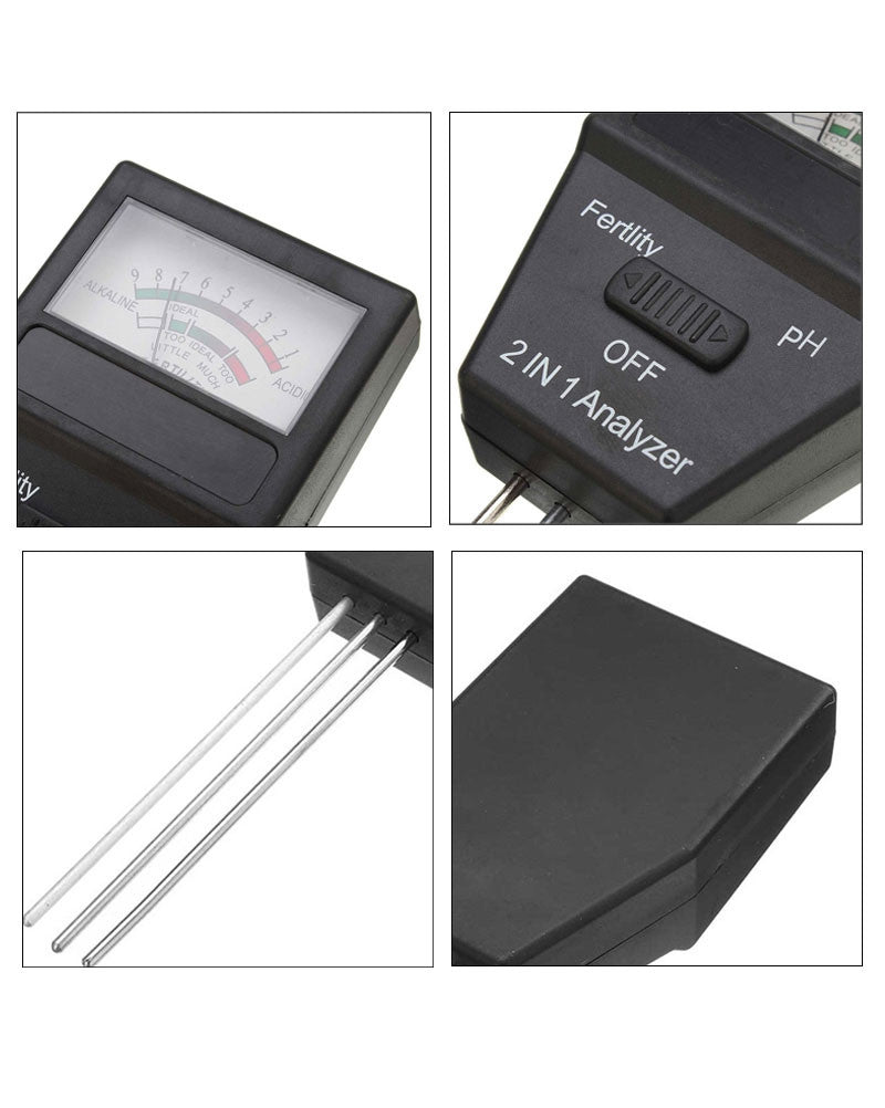 2 in 1 Soil PH Meter Feitility Tester with 3 Probes Measuring Tools