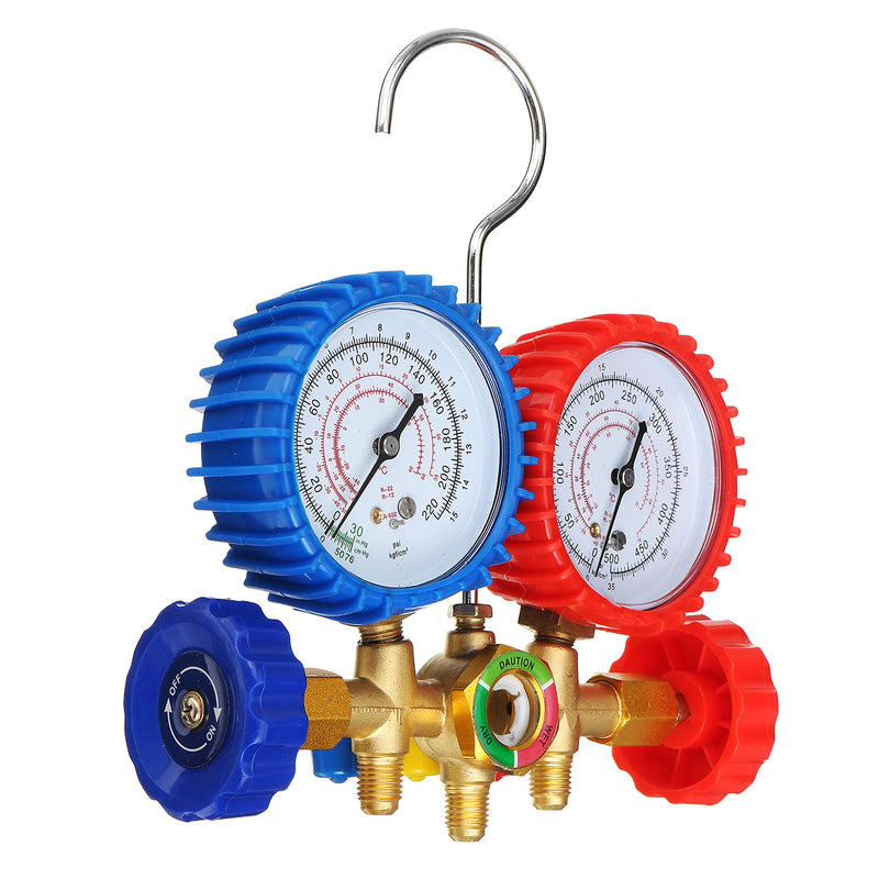 R12 R22 R502 Car A/C Manifold Gauge Set W/ 5Ft Charging Hoses Quick Couplers