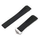 Black Silicone Watch Strap Band Folding Clasp For 22mm Bayonet Position Watch