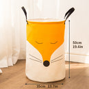 Folding Laundry Storage Basket Kids Toys Barrel Cartoon Fox Storage Bucket LL6K3