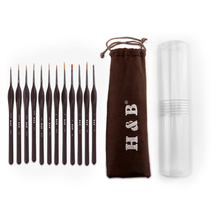 H&B 12 Pcs Hook Line Pen Set Paint Brush Miniature Detail Fineliner Nail Art Drawing Pens Brushes For Acrylic Painting Supplies