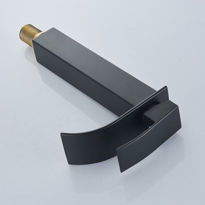 Matte Black 1/2 Inch Brass Modern Bathroom Basin Faucet Bathroom Spout Faucet Hot & Cold Water Mixer Tap Single Handle