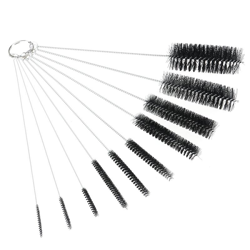 10Pcs Nylon Tube Brush Set Cleaning Brush Set for Glasses Keyboards Jewelry Home Cleaning Supplies
