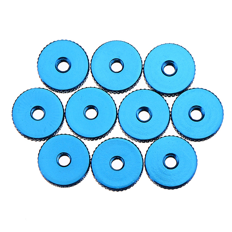 10Pcs M3 Hand Knurled Thumb Aluminum Alloy Screw Nut Spacer Flat Washer
