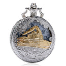 Deffrun Vintage Style Silver Case Unisex Watch 3D Design Cover Pocket Watches