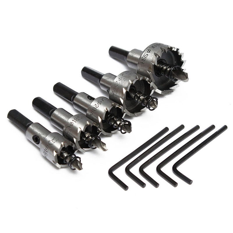 5pcs 16-30mm Hole Saw Cutter Drill Bit Set HSS Hole Saw Drill Sheet Metal Reamer with Wrench