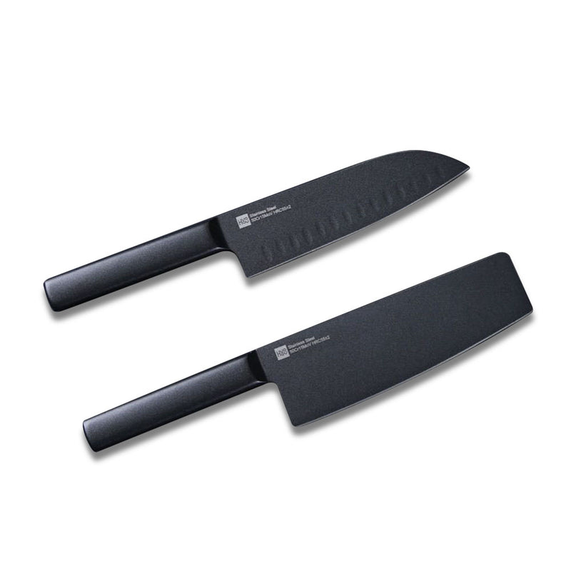 HUOHOU 2PCS/Set  Cool Black Stainless Steel Knife Nonstick Knife Set 7inch Anti-Bacteria Kitchen Chef Knife Slicing Knife From Xiaomi Youpin