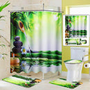 71" x 71" Waterproof Fiber Bathroom Shower Curtain Toilet Cover Non-Slip Rug Mat