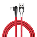 Baseus 3A Type C 90 Degree Angle Reversible Fast Charging Data Cable With LED Light 1M