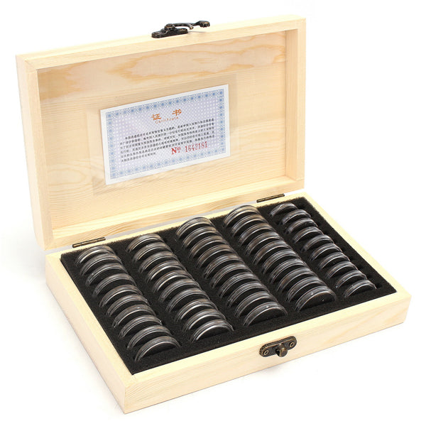 50pcs 25/27/30mm Round Coins Holders Storage Container Display Cases Wooden Box