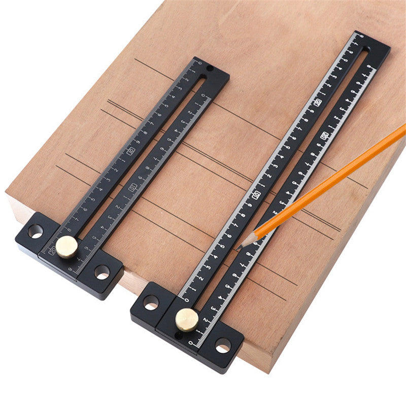 Aluminum Alloy 180/280mm Metric Line Scribe Ruler Positioning Measuring Ruler Woodworking Marking T-Ruler