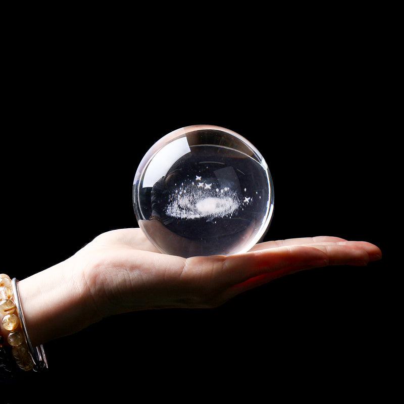 8cm Diameter Globe Galaxy Miniatures Crystals Ball 3D Laser Engraved Quartz Ball