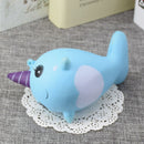 Squishy Narwhal Uni Whale Blue 11cm Slow Rising Cute Soft Collection Gift Decor Toy