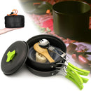 1-2 People Portable Cookware Set Backpacking Gas Butane Propane Canister Cooking Stove Burner Set Pot Pan Bowl Picnic BBQ Tableware