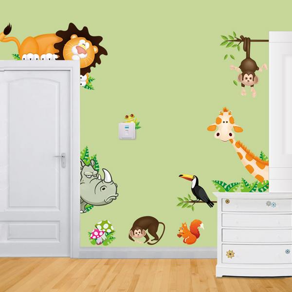 Cartoon Animal Wall Sticker Living Room Home Decoration Creative Decal DIY Mural Wall Art