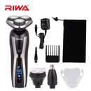 RIWA RA-5505 3 in 1 LCD Display Washable Electric Shaver 3D Rotary Floating Blade Nose Ear Trimmer for Men Hair Grooming Multifunction Kit