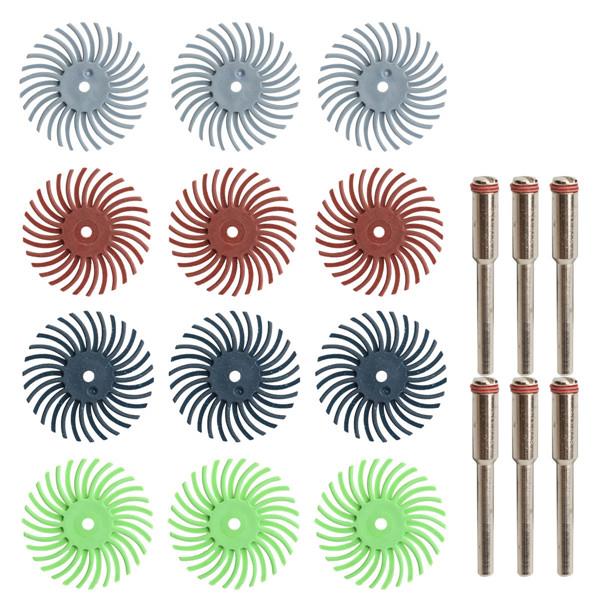 24pcs 80-1000 Grit Radial Bristle Disc Brush Polishing Burr with 3mm Mandrels