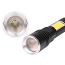 XANES 1295 T6 + COB 1000Lumens 5 Modes USB Rechargeable Telescopic Zoomable LED Flashlight