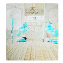 5x7FT Vinyl Blue Balloon Fireplace Wood Floor Backdrop Background Studio Prop