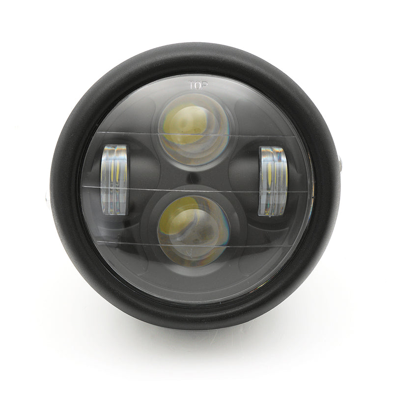 6.5inch 12V Motorcycle LED Round Headlight Hi/Lo Beam Bulb Cafe Racer Universal