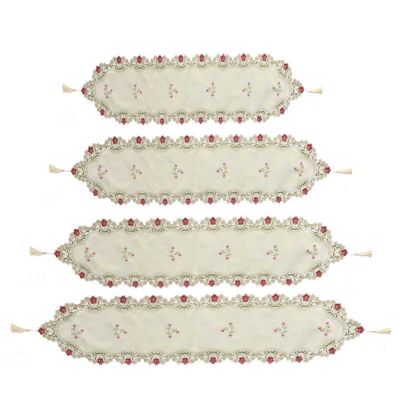 Table Runner Flower Desk Cover With Tassel Wedding Birthday Party Decor
