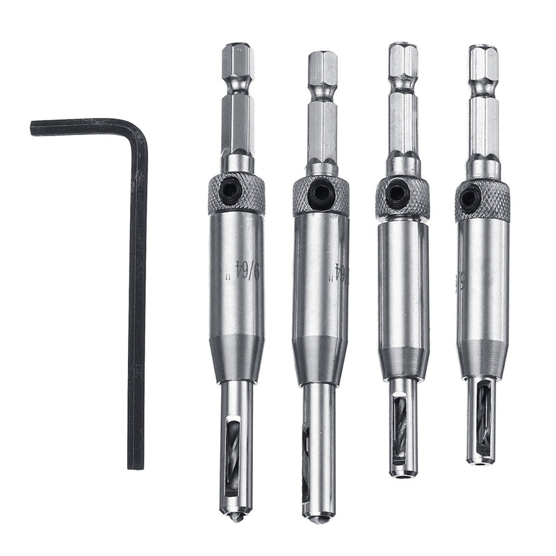 4pcs 7pcs Door and Window Hinge Hole Opener Woodworking Puncher Tool Hex Shank Drill Kit