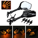 Motorcycle Turn Signal Indicator Light Skeleton Rearview 8mm Mirrors