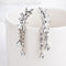 Sweet Leaf Rhinestone Earrings Silver Gold  Piercing Tassel Crytral Earring for Women