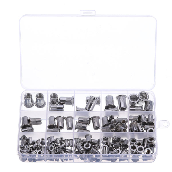 Suleve MXRN5 180Pcs M3/M4/M5/M6/M8/M10 Stainless Steel Rivet Nut Threaded Countersunk Head Insert Nut Tool Kits