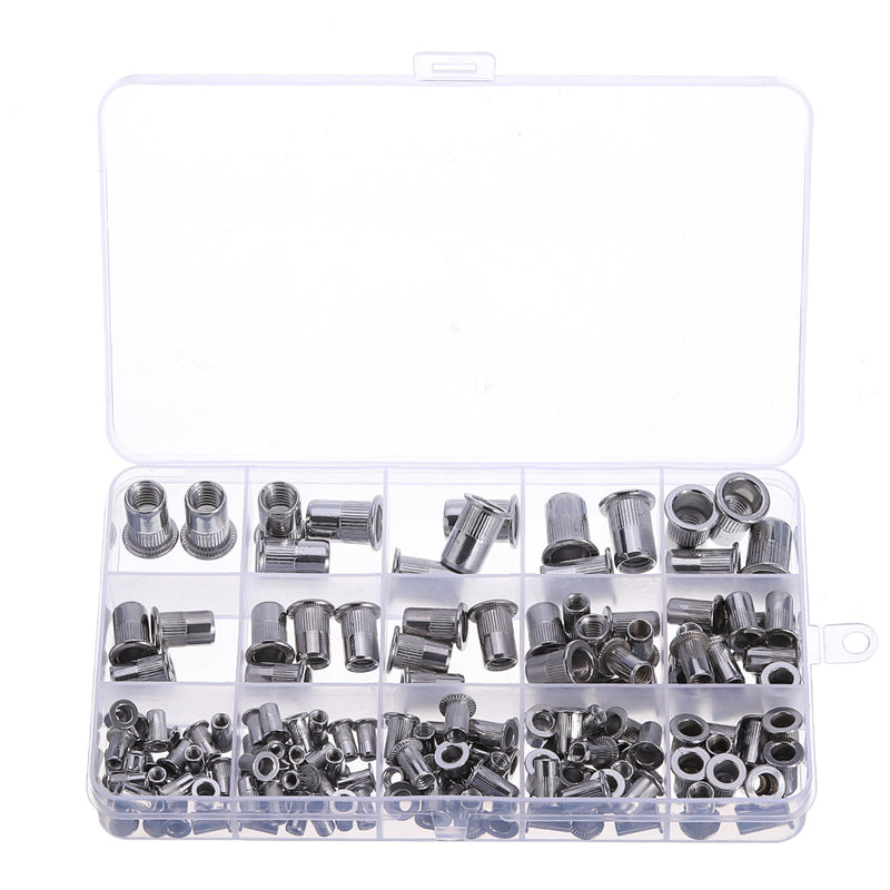 Suleve MXRN5 180Pcs M3/M4/M5/M6/M8/M10 Stainless Steel Rivet Nut Threaded Countersunk Head Insert Nut Tool Kits
