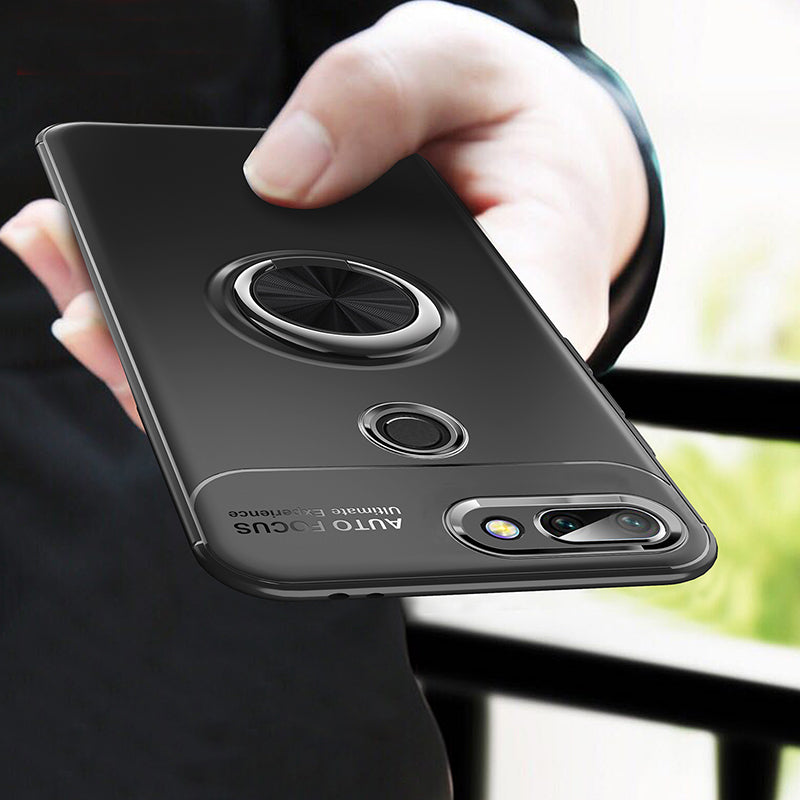 Bakeey Shockproof Thin Back Cover Protective Case with Finger Ring Holder for Xiaomi Mi8 Lite