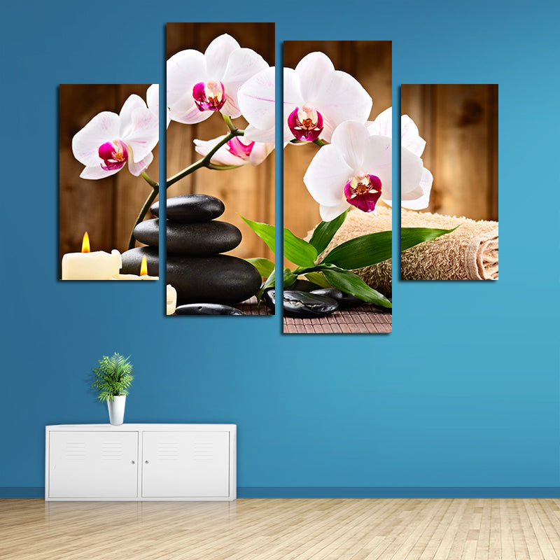 Miico Hand Painted Four Combination Decorative Paintings Four Flowers Wall Art For Home Decoration