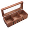 Tea Bag Stores Wooden Tea Box 3 Compartments Hinged Glass Lid Tea Organizer Jewelery Box Storage