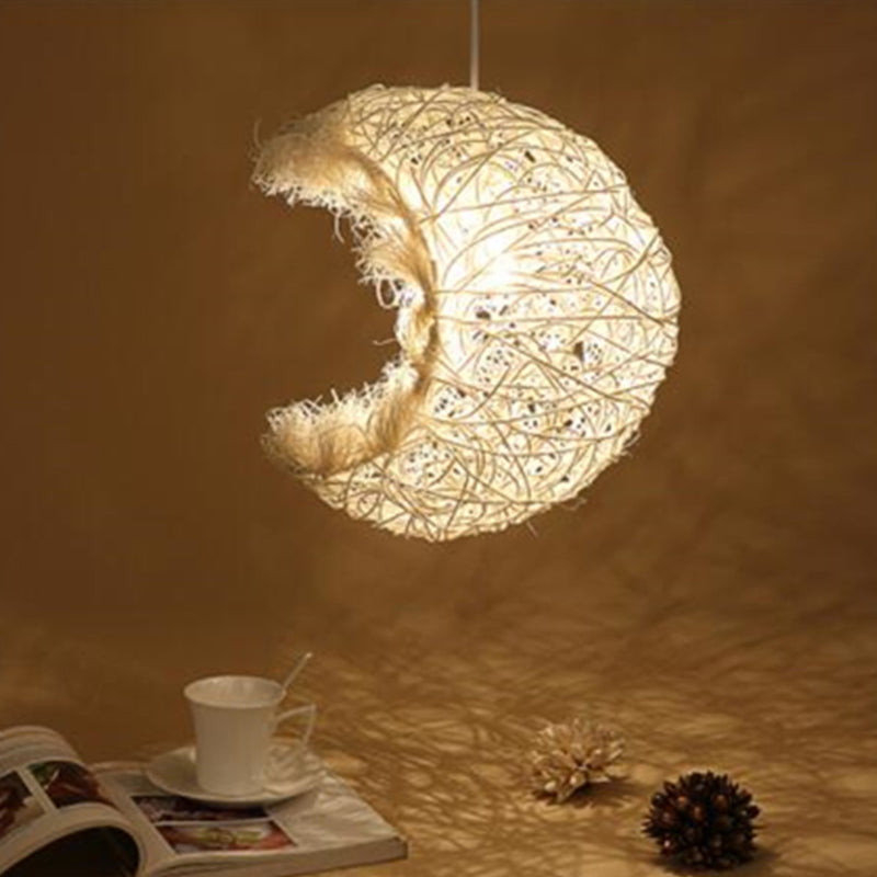 Modern Moon Rattan Light  Pendant Lamp Ceiling Light Romantic Home Decoration