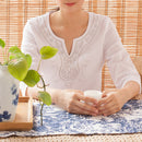 Women Fitness Yoga Suit Cotton Linen Embroidery Yoga Clothing Set Meditation Sportswear