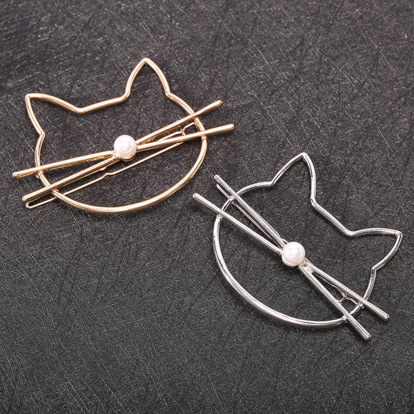 Trendy 1Pcs Girls Women Hair Accessories Gifts Cute Hollow Kitty Cat Hair Clips