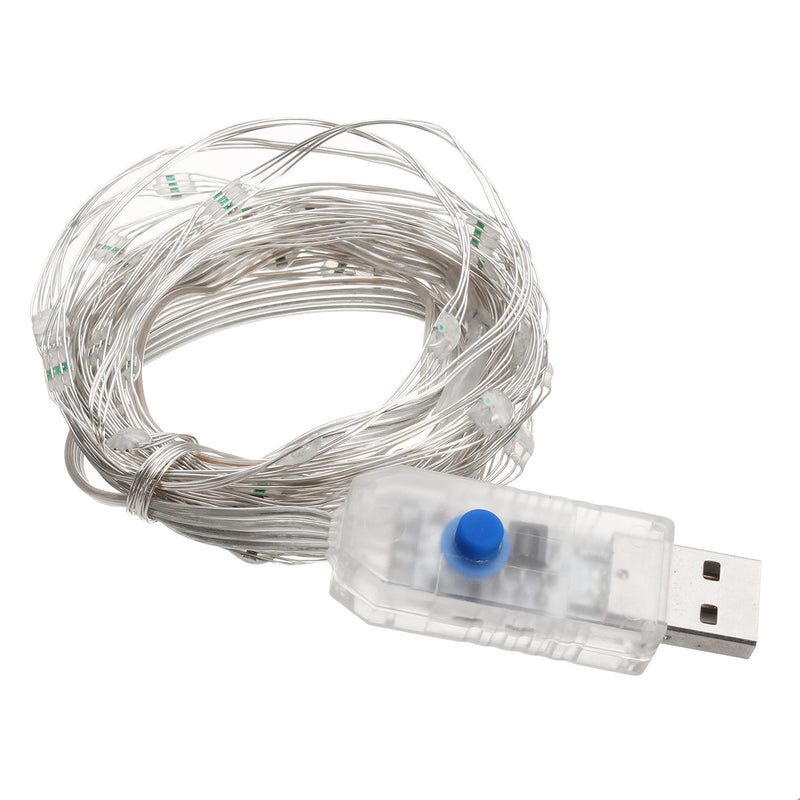 USB Powered 5.3M 50LEDs RGB 8 Modes Silver Wire Fairy String Light+Remote Control for Christmas