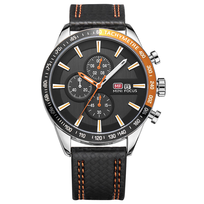 MINI FOCUS MF0029G Multifunction Male Wrist Watch Working Sub-dials Quartz Movement Watch