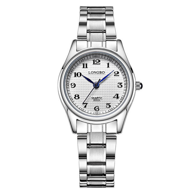 LONGBO 80024 Casual Style Couple Wrist Watch Steel Strap Analog Quartz Watch