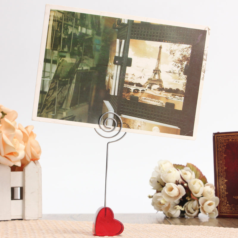 Red Stand Circle Iron Clip Card Stand Photo Card Holder Memo Paper Message Clip Desk Decor