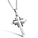 Trendy Silver Gold Men Cross Necklace Stainless Steel Charm Necklaces