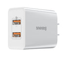 Baseus TC-012 3A 18W QC3.0 Smart Dual USB Quick Charge Wall Charger for Samsung S10+ Xiaomi Redmi Note8 HUAWEI Mate30 Pro