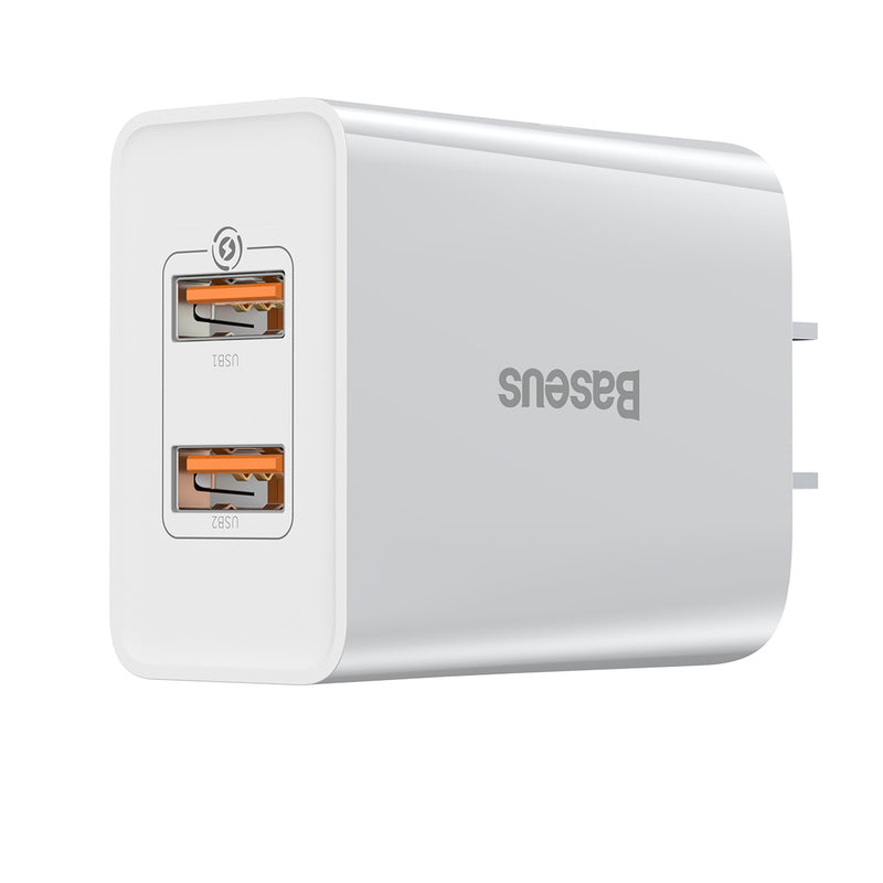 Baseus TC-012 3A 18W QC3.0 Smart Dual USB Quick Charge Wall Charger for Samsung S10+ Xiaomi Redmi Note8 HUAWEI Mate30 Pro