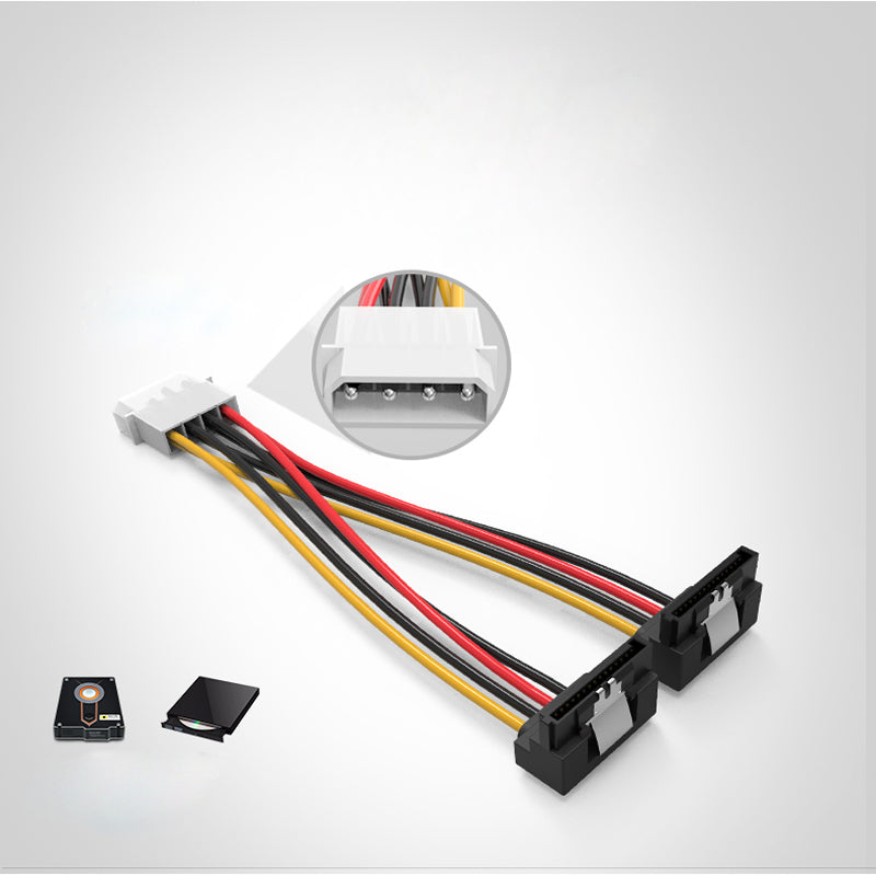 Vention KDCBB 4Pin to 2 SATA 15Pin Hard Disk Convert Cable Extend Line Black