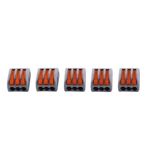Excellway 222-413 10Pcs 3 Pin Spring Terminal Blocks Electric Cable Lever Wire Connectors