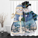 Christmas Bell Pattern Waterproof Bathroom Curtain Home Snowman Shower Curtain