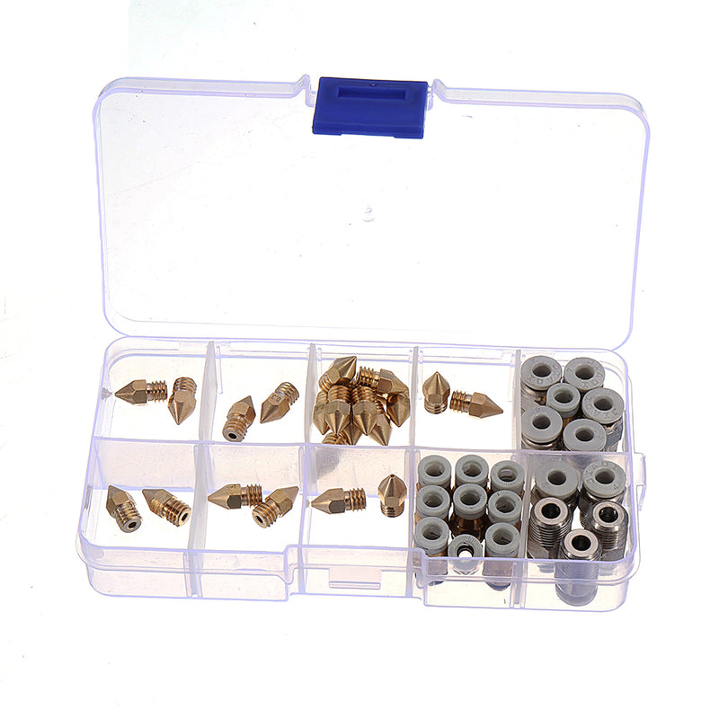 42Pcs/Box 2Pcs 0.2&0.3&0.5&0.6&0.8&1.0mm Nozzle+10Pcs 0.4mm Nozzle+10*PC4-M6+10*PC4-M10 Brass Pneumatic Connector Kit for 3D Printer 1.75mm Filament