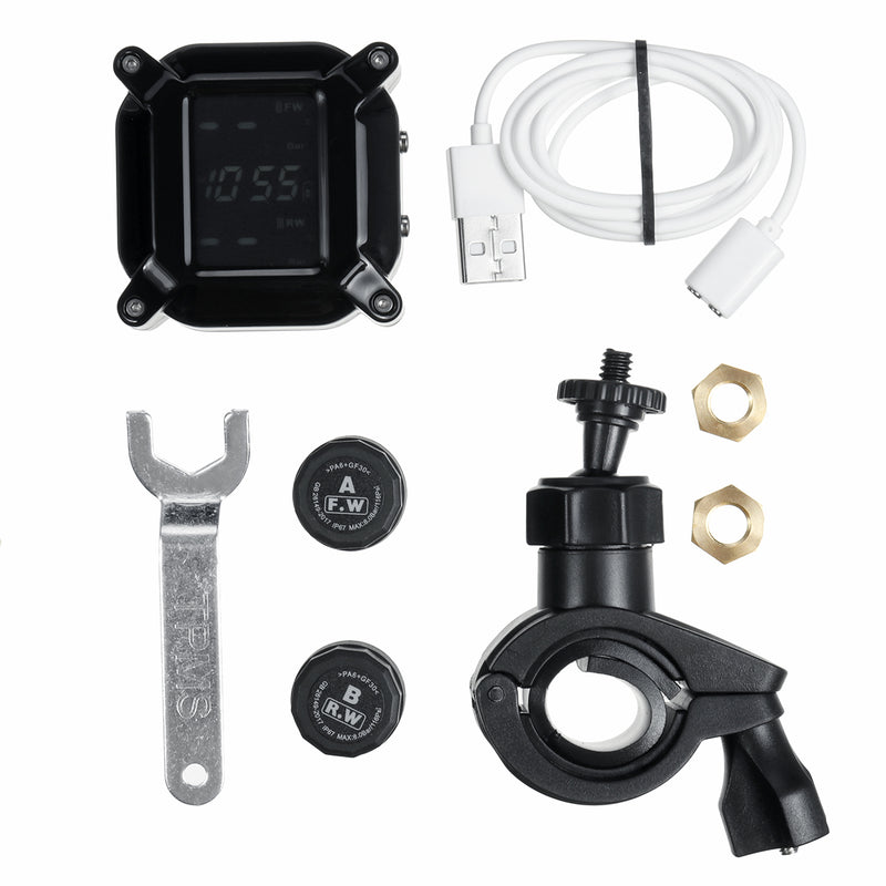 M6 LCD Display Motorcycle Real Time Tire Pressure Monitor System Waterproof TPMS Wireless External WI Sensors