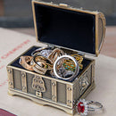 Bronze/Ancient Vintage Small Tin Alloy Pirate Treasure Chest Jewelry Box